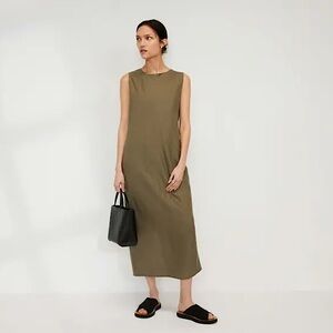 🌿EVERLANE THE LINEN BIAS CUT DRESS IN OLIVE 4